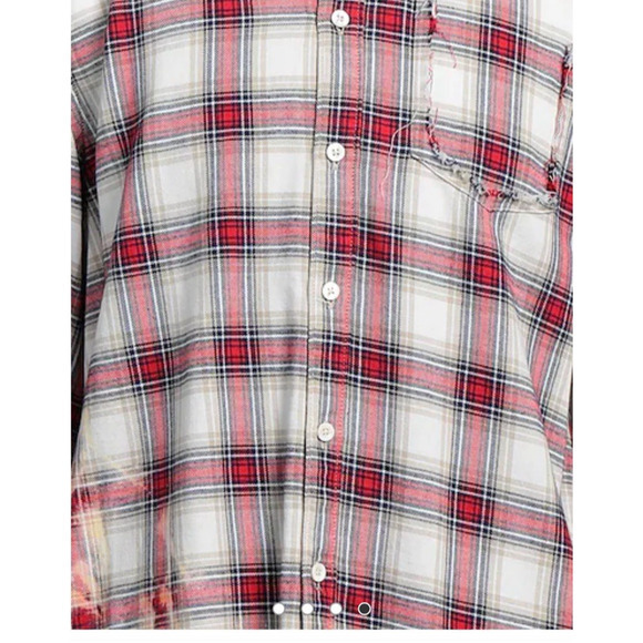Zadig & Voltaire Sigmund Stigma Red Plaid Checked‎ Shirt Mandarin Collar ( 40 ) - Picture 4 of 14